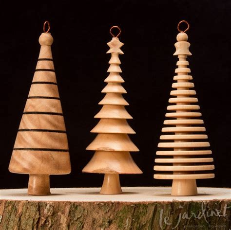 Hand Turned Christmas Tree Holiday Ornament Christmas Wood Crafts