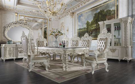 Dn 00678 Victorian Style Antique White Wash Finish Dining Room