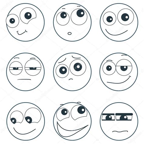 Set Of Smiley Faces Expressing Different Feelings Illustration On