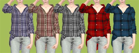 My Sims 4 Blog Plaid And Print Shirts For Females By Tukete
