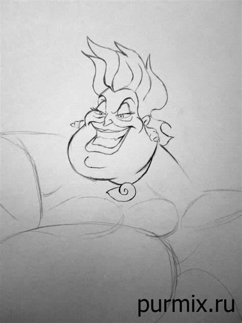 How To Draw Ursula From The Little Mermaid With A Simple Pencil Step By