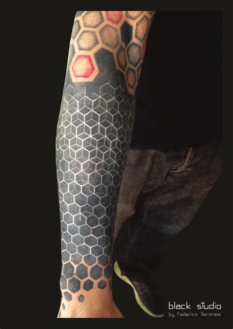 Dot Geometry Tattoo By Fede Vero Hexagon Tattoo Dot Tattoos
