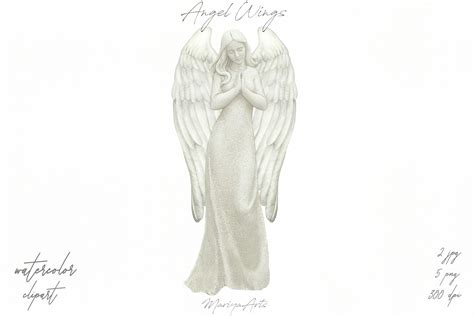 Praying Angel Statue Angel Wings Watercolor Angelic Wings 689698
