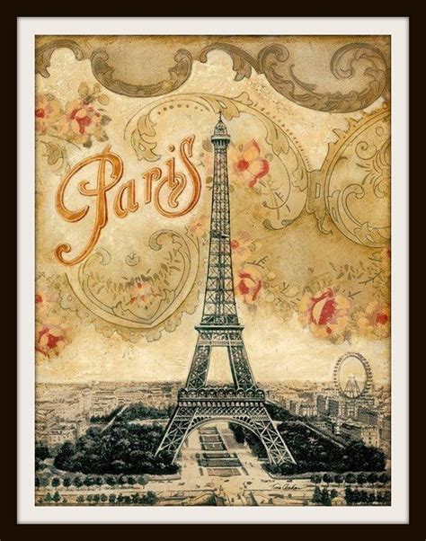 Vintage Paris Eiffel Tower Art Image Decoración De Pared Sin Etsy
