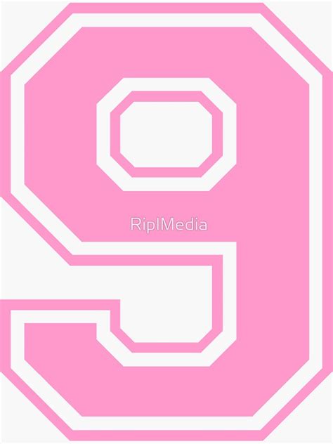 Varsity Team Sports Uniform Number 9 Pink Sticker For Sale By