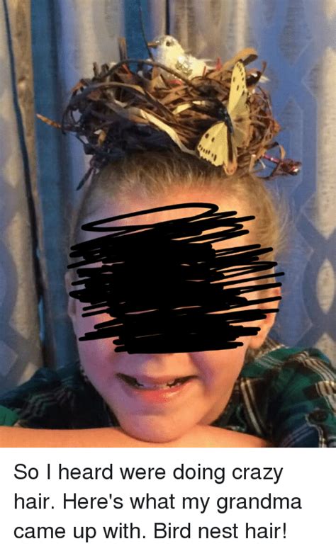 So I Heard Were Doing Crazy Hair Here S What My Grandma Came Up With Bird Nest Hair Crazy