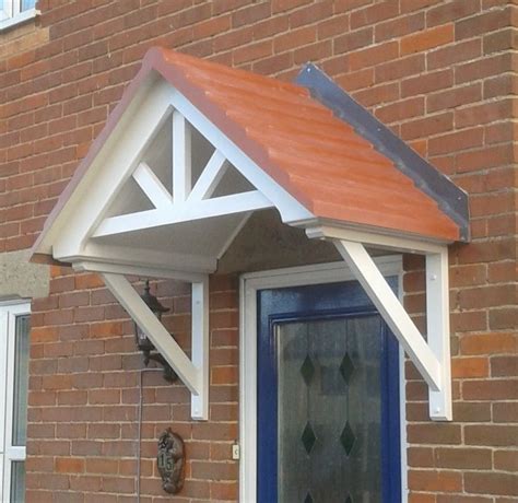 The Langdale Door Canopy White Main Structure With Tile Effect Roof