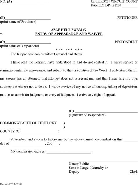 Free Kentucky Divorce Form Doc 208kb 58 Pages Page 7