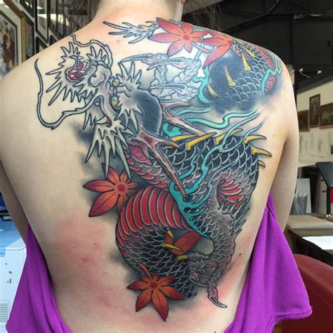 Alex Rusty Cairns Japanese Dragon Back Tattoo