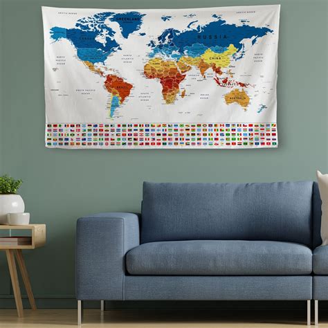 World Map Large Canvas With Countries Flags Country Flags Etsy