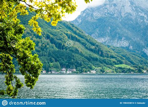 View Of Gmunden Wide Traunsee Lake Stock Photo Image Of Mountain