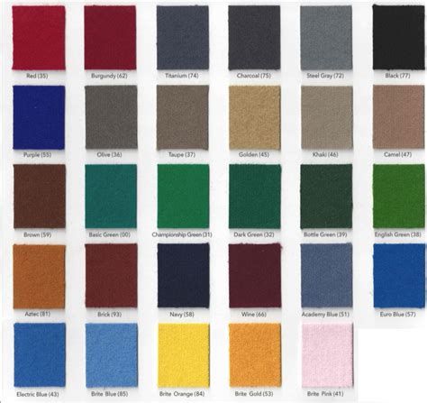 Felt Colors For Your Pool Table At Sunnys Pools And More