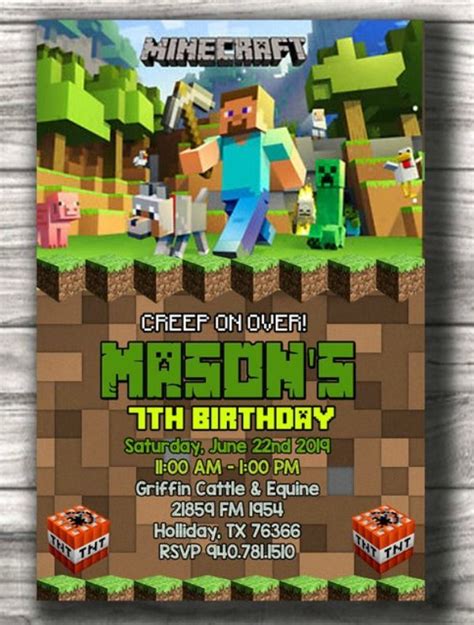 Check Out The Best Minecraft Party Invitations Minecraft Party