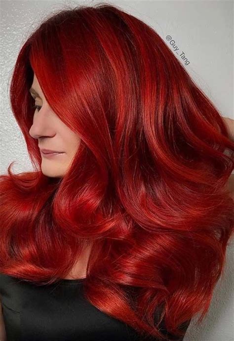 Crimson Red Hair Color Shades Of Red Hair Red Hair Color Bright Red
