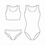 Template Drawing Swimwear Fashion Technical Vector Flat Premium sketch template