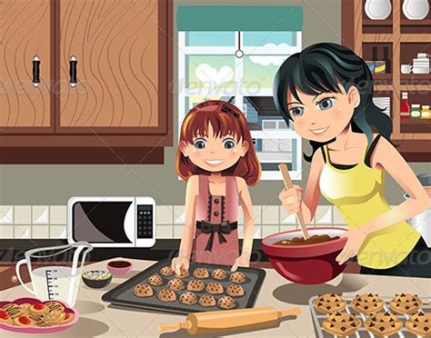 Mother Daughter Baking Cookies By Artisticco Graphicriver