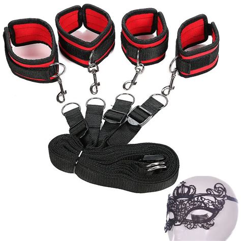 Sex Bondage Under Bed Restraint Hand Footcuffs Fetish Bondage Set Belts With Queen Mask Flirting