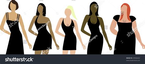 Five Women Of Different Shapes Sizes And Ethnicities With Black Dress