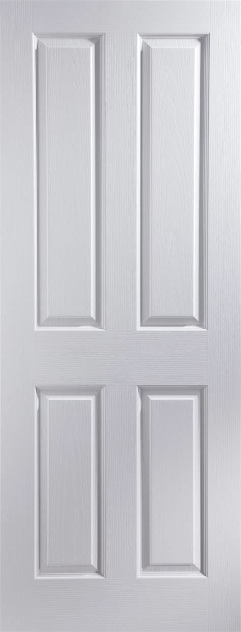 4 Panel Primed White Woodgrain Internal Fire Door H1981mm W826mm
