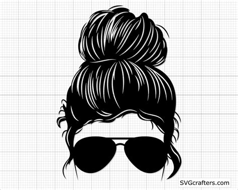 Messy Bun Svg Messy Bun With Sunglasses Svg Skull Svg Mom - Etsy