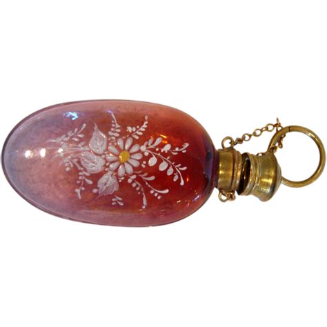French Chatelaine Art Glass Scent Perfume Bottle Rubena Rubina Clear To Pale Ruby Cranberry