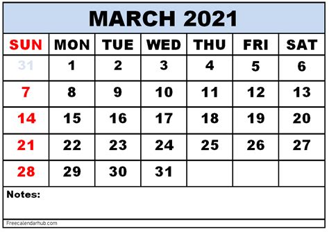 2021 calendar with holidays, notes space, week numbers 2021 or moon phases in word, pdf, jpg, png. Free Printable March 2021 Calendar- Editable Word, Excel ...