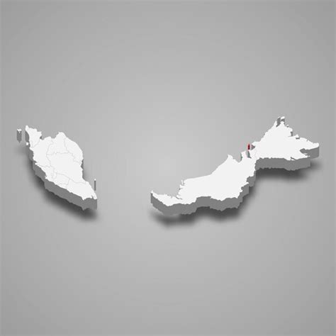 Premium Vector Labuan State Location Within Malaysia 3d Isometric Map