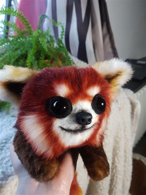 Ooak Red Panda Plushie Art Toy Small Handmade Animal Plush Etsy