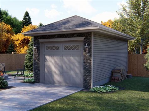 1 Car Garage Plans Detached One Car Garage Plan With Hip Roof Design