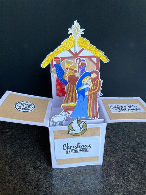 Christmas Nativity Pop Up Box Card Mum Dad Sister Brother Auntie