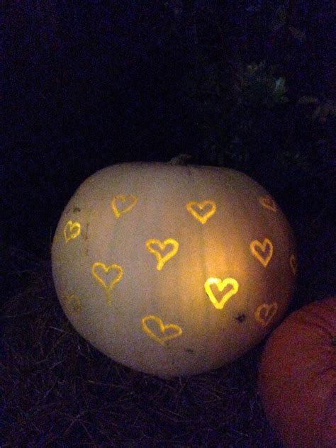Hearts Carved Into A Pumpkin A Pumpkin Pumpkin Holiday