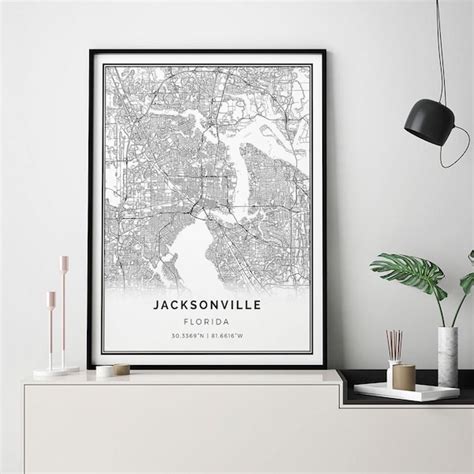 Jacksonville Map Etsy