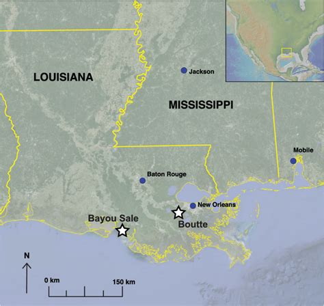 Map Of The Mississippi Delta Region In Southeastern Louisiana Usa
