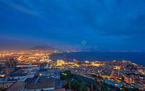 Naples Italy Beautiful Sunset Lights Over The Naples Bay With The
