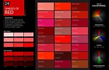 Shades of Red Color - Palette and Chart with Color Names and Codes - graf1x