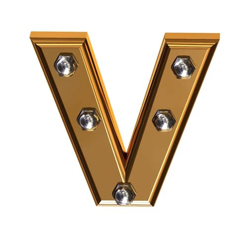 Premium Vector Gold Symbol With Metal Bolts Letter V