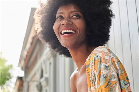 Happy Afro Curly Hair Woman By Stocksy Contributor Ivan Gener