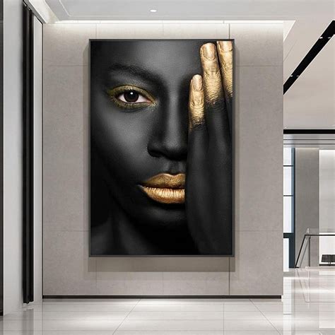 Black Wall Art Black Nude Blindfold Woman On Canvas Black Etsy