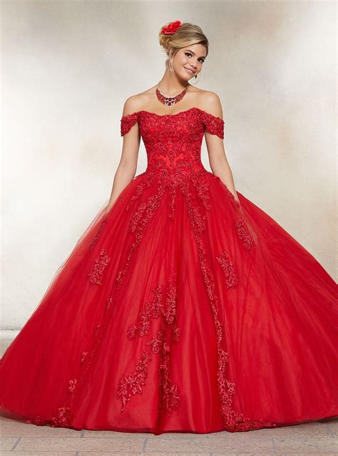 Floral Off Shoulder Quinceanera Dress By Mori Lee Vizcaya 89231 Red