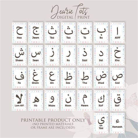 Raindrops Arabic Alphabets Alif Baa Taa A6 Flashcard Alif Ba Ta Etsy