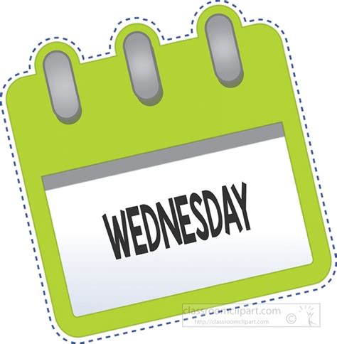 Day Week Calendar Wednesday Clipart Classroom Clip Art