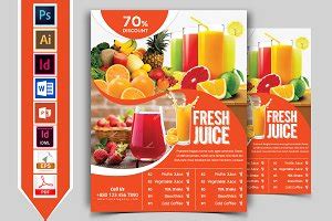 fruit juice menu flyer vol  flyer templates creative market