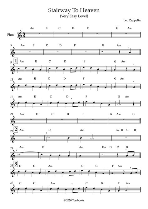Flute Sheet Music Stairway To Heaven Very Easy Level