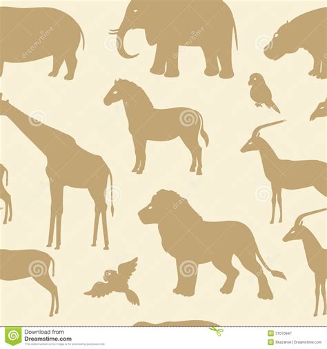 Africa, african, animals, decals, fauna, icons, logos, nature, silhouettes, stickers, wilderness, wildlife. Seamless Pattern With African Animal Silhouettes Royalty ...
