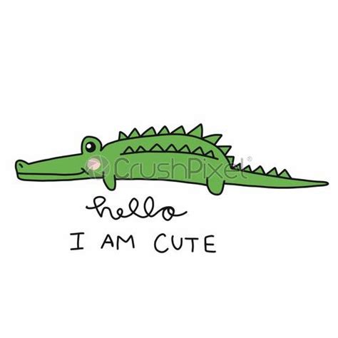 Hello I Am Cute Crocodile Cartoon Vector Illustration Doodle Style