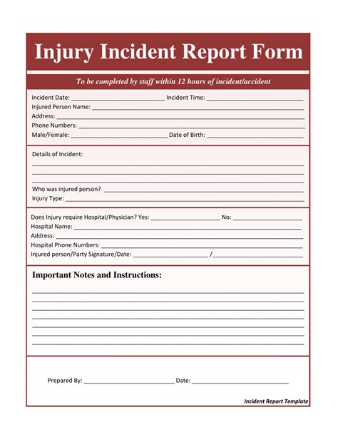 Printable Incident Report Form Template Printable Free Templates