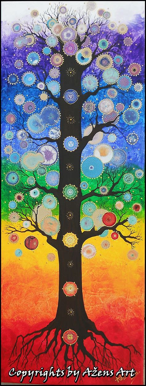 Tree Of Kundalini Energy Mixed Media On Canvas 80 X 30 X