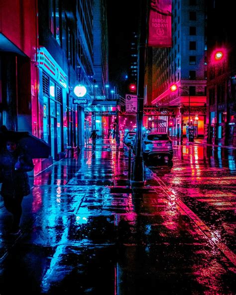 The Neon Street Of America Neon Backgrounds City Background Cyberpunk City