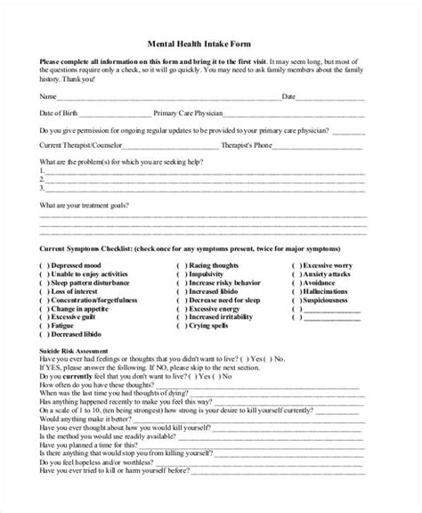 Mental Health Assessment Forms Template Free Popular Templates Design