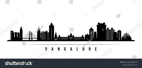 Bangalore Skyline Horizontal Banner Black White Stock Vector Royalty